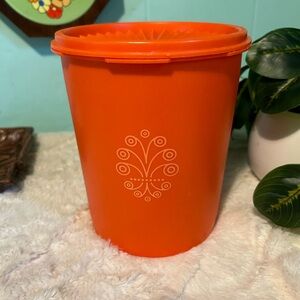 Vintage orange Tupperware canister